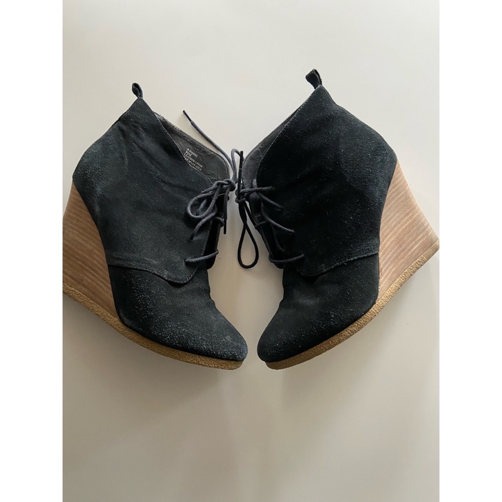 Suede Black Wedge Bootie